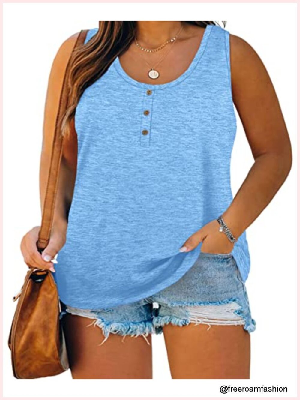 Plus Size Henley Tank Tops Sleeveless Button Down Tunic Tops For Women